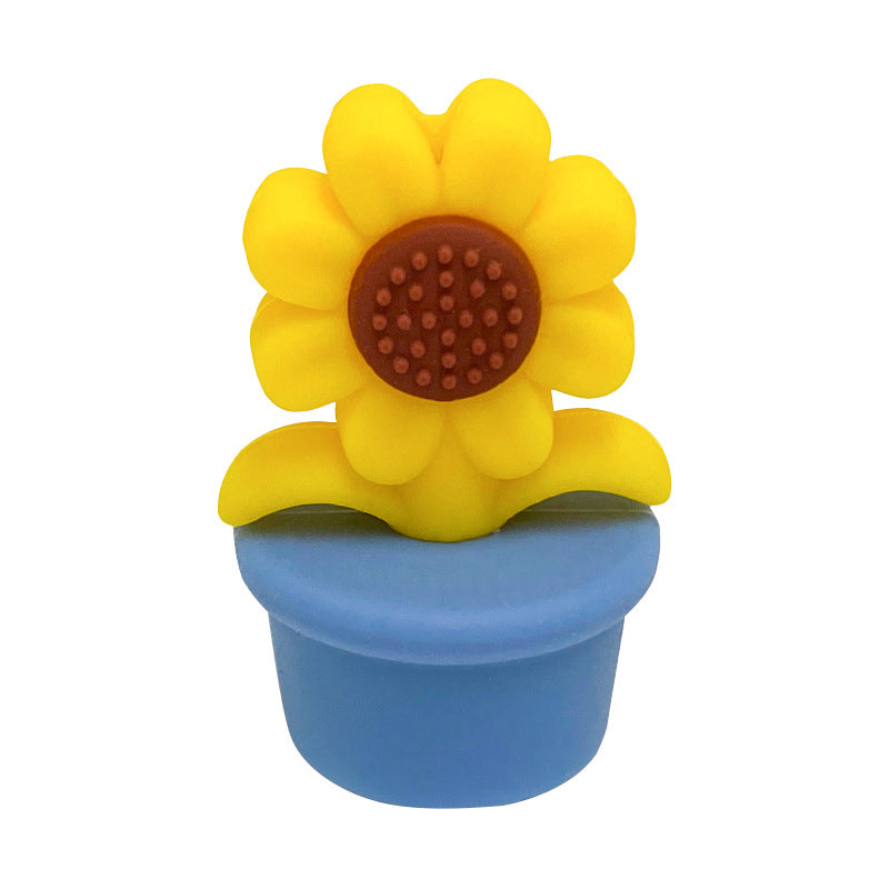 Wholesale 10PCS Silicone Flower Pot Sunflower Focal beads